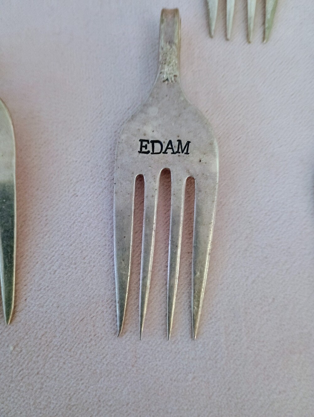 Set of 7 Vintage Cheese/Tasting Fork Markers - Silver Tone- Hand stamped - Picture 4 of 8